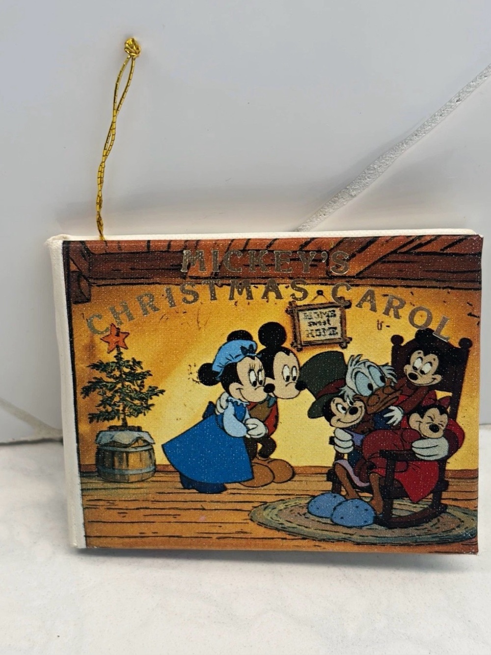 Vintage Disney Mickey's Christmas Carol Mini Book Hanging Ornament